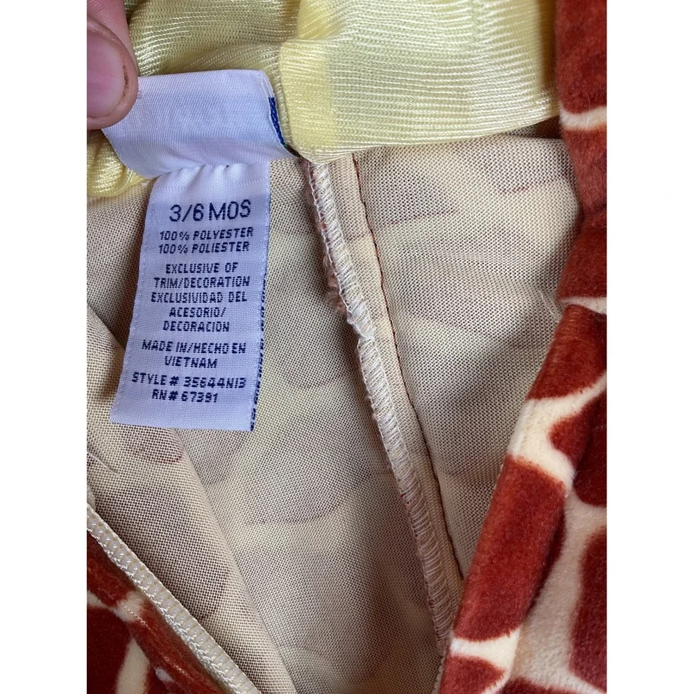 Miniwear Giraffe Costume Baby 3/6 Months Brown Spotted Plush Hooded Jumpsuit